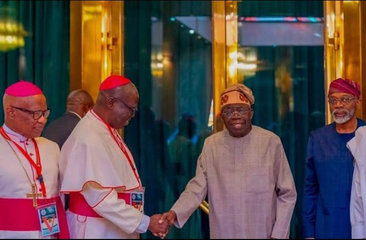 EmekaFidelis15's tweet photo. Tinubu sat with the real Bishops of the Catholic Church on 28th July 2026.  
You could feel the heat from here.  
Me? If I was Christian, I’d have taken that collar a long time ago.  
Meeting Real Bishops is not for everybody oo
Not the usual Fake bishop🤣
#CatholicBishops #Tinub https://t.co/8WGkQOKjek