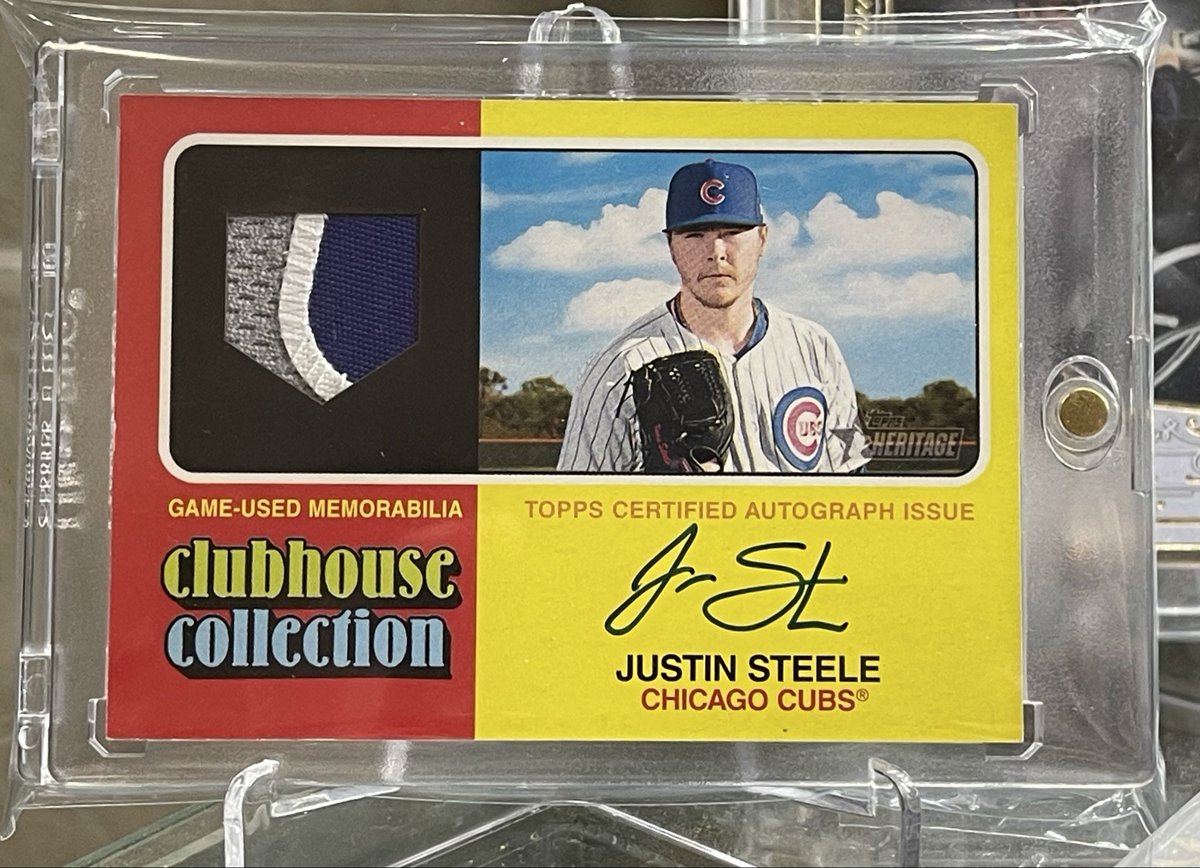 bballjunky24's tweet photo. @J_Steele21 @allthecubs Congrats on adding to your collection!
If this is something you would want I can get it to you in AZ.  Topps Heritage 1/1 patch auto. https://t.co/JZpcVcRBbJ