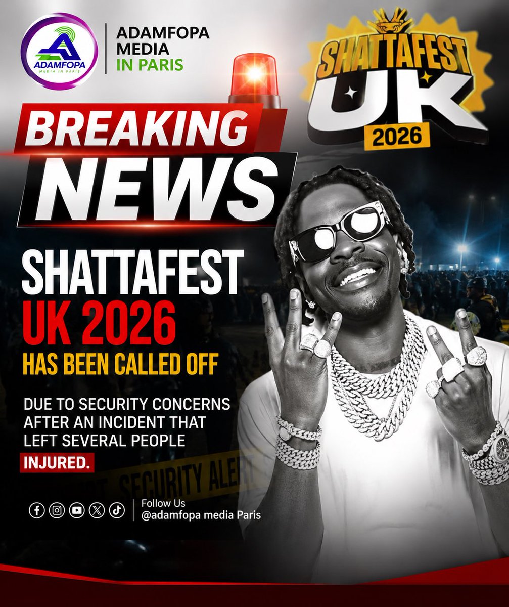 DwomohOppong's tweet photo. Shattafest UK 2026 has been called off due to security concerns after an incident that left several people injured. https://t.co/fgDkg695rW