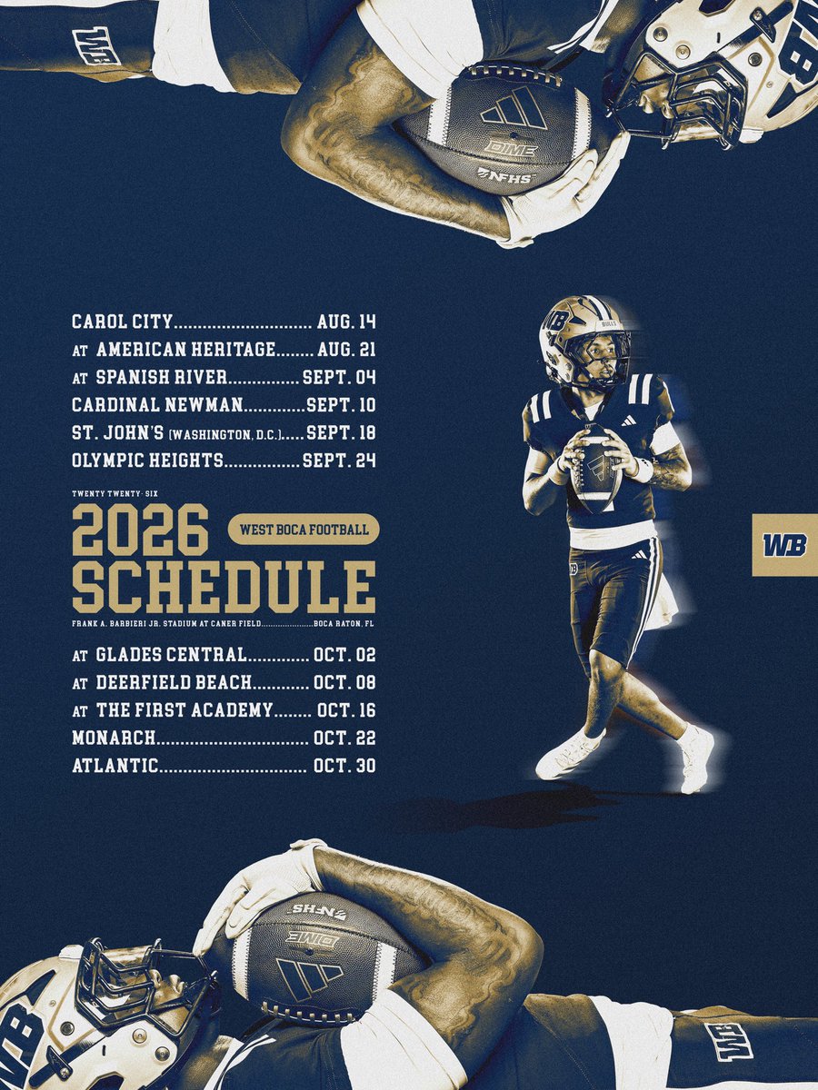 WestBocaBullsFB's tweet photo. 𝖳𝖶𝖤𝖭𝖳𝖸 𝖳𝖶𝖤𝖭𝖳𝖸-𝖲𝖨𝖷 𝖲𝖢𝖧𝖤𝖣𝖴𝖫𝖤 🏝️ https://t.co/ZWq0DgjwFC