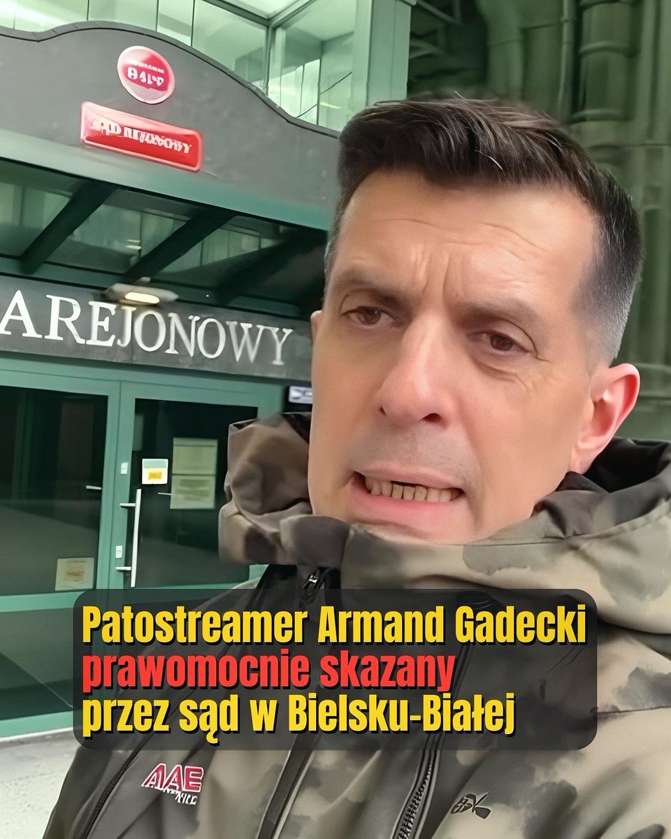 OmzRi's tweet photo. KOLEJNA WYGRANA - 10 MIESIĘCY OGRANICZENIA WOLNOŚCI DLA PROPUTINOWCA ARMANDA 
GADECKIEGO ❗️🔴

Armand Gadecki, sam siebie nazywający "Armanim", został skazany przez Sąd Rejonowy w Bielsku-Białej za pomówienia Ośrodka. Za opowiadane publicznie kłamstwa na nasz temat został skazany na 10 miesięcy ograniczenia wolności, musi także zapłacić 2000 zł na rzecz OMZRiK, oraz zwrócić nam koszty prowadzenia sprawy. 

Wyrok jest prawomocny.

Gadecki to jeden z pactostreamerów współpracujący swego czasu np. z Marcinem Bustowskim. Potem ich drogi rozeszły się, a Gadecki wręcz oskarżał dawnego kolegę o pedofilię. Oskarżenia nie znalazły potwierdzenia, ale to nie przeszkodziło "Armaniemu" w szerzeniu pomówień. 

Swoją działalność opiera na 'interwencjach" w sądach, gdzie z kamerką robi awantury. Jeśli wyprowadzą go z sądu - tym lepiej dla niego, bo filmik ma więcej widzów, których patostreamer przekonuje, że "walczy z systemem". Czyli standardowy sposób działania ściągnięty od Czujnego, Bustowskiego, i im podobnych. Nieprzypadkowo całe towarzystwo trzymało się razem. 

Gadecki był związany z kobietą, która przekonywała, że mammografia... wywołuje raka piersi! W dodatku straszyła, by w przypadku wykrycia guza broń Boże nie robić biopsji. Bo nowotwór "rozniesie się" po całym organizmie. I przekonywała kobiety, by nie leczyły się onkologicznie. 

Gadecki sam jest antyszczepionkowcem oraz miłośnikiem Putina, któremu składał życzenia urodzinowe na swoim facebookowym profilu. A potem założył zbiórkę na planowaną podróż przez Białoruś do Rosji. Darczyńcom obiecywał transmisje z podróży. 

Jednocześnie Gadecki jest członkiem tzw. Trybunału Narodowego. Opierając się na tzw. "prawie naturalnym" Trybunał przekonuje, że obecna władza nie ma legitymacji prawnej. 

I dlatego możemy przypuszczać, że Gadecki będzie uchylał się od wykonania wyroku, co może go zaprowadzić za kratki. Tak już się działo w przeszłości, gdy sąd osadził go w areszcie, gdy Gadecki nie chciał wykonywać prac społecznych.

________
🟥 Wspieraj nas! 

​​Skutecznie ścigamy rasistów, homofobów, faszystów, ksenofobów, komunistów i proputinowskich nacjonalistów. Bez żadnego wsparcia państwa, bez unijnych dotacji.
​Jedynym źródłem finansowania działań Ośrodka są dobrowolne darowizny naszych zwolenników.

​Wspieraj nas:
https://t.co/UoCbYqTGWH

​Dane do przelewu:
nr konta 19 2490 0005 0000 4520 8435 8540
Ośrodek Monitorowania Zachowań Rasistowskich i Ksenofobicznych
Ul. Hoża 86/410 
00-682 Warszawa
Tytuł: „darowizna na działalność statutową”
IBAN: PL 19 2490 0005 0000 4520 8435 8540
SWIFT: ALBPPLPW

Uruchomiliśmy nasz profil na portalu Patronite; będziemy zobowiązani, jeśli zdecydujecie się Państwo zostać naszymi patronami:
https://t.co/mDBDrRqaxb