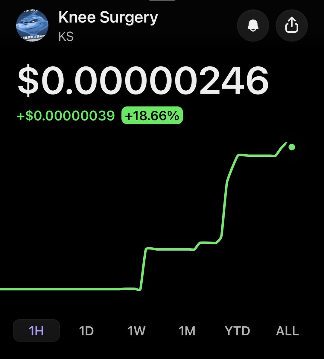 KneeSurgerycoin's tweet photo. The pump has started $KS Knee Surgery Meme Coin https://t.co/YPY6PiVRac