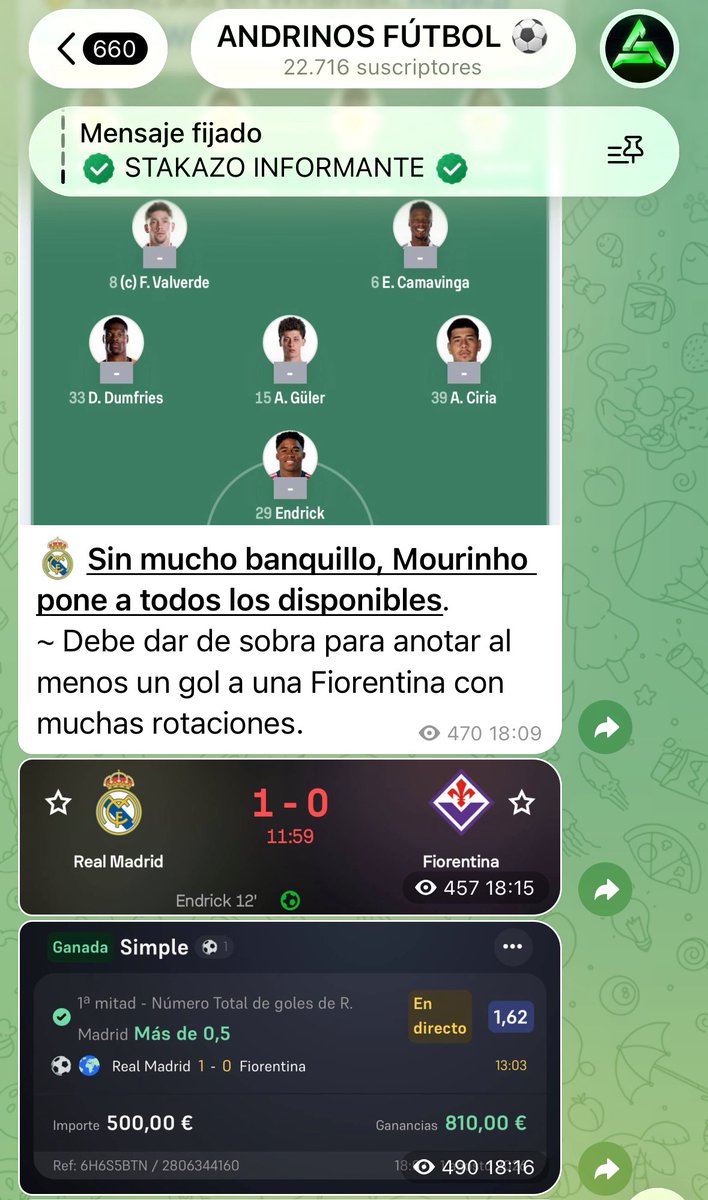 AndrinosFutbol's tweet photo. ✅📊 ¡LOCURA EN EL CANAL FREE EN PRE-TEMPORADA!

👨🏻‍💻 Los resultados están siendo brutales, analizando hasta el mas mínimo detalle. 

📲 Todo gratuito aquí: https://t.co/QdNbTWAqRB