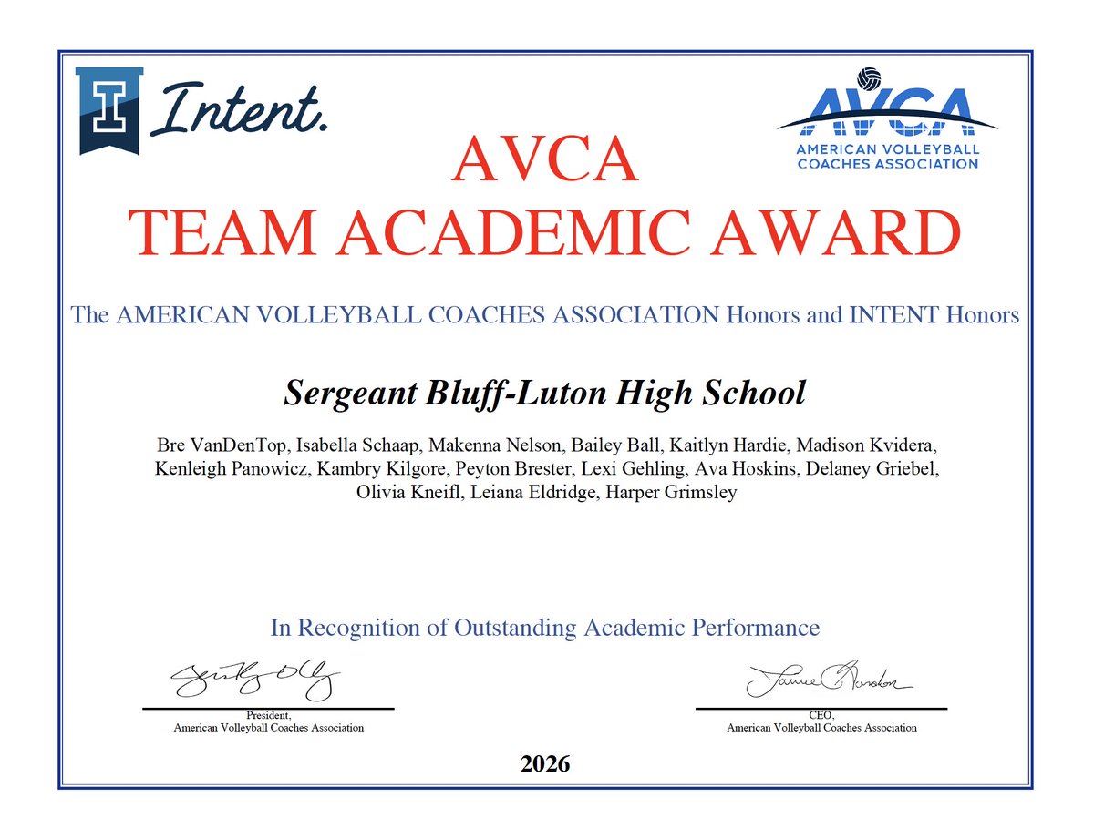 SBLWarriorVB's tweet photo. The '25 Varsity earned the AVCA Team Academic Award with a team 3.8 GPA! This is the 10th straight year the program has won this academic award. https://t.co/stEKZqP31w