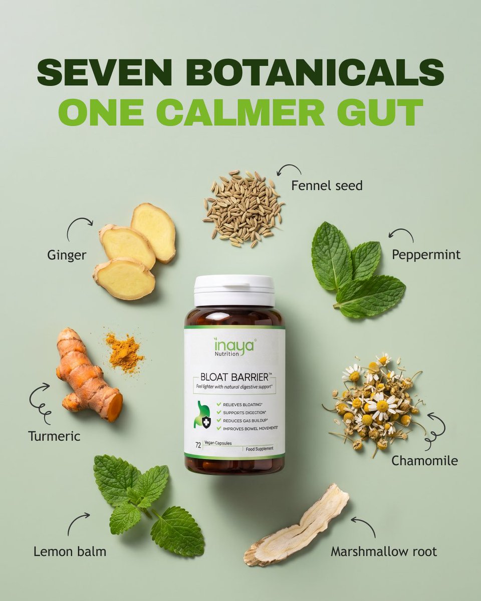 Inayanutrition's tweet photo. Bloating after meals is common and doesn’t always mean something is wrong. Your body may just need gentle support.
Swipe to learn why that heavy, tight feeling happens and a calmer way to manage it. BloatBarrier blends seven plant botanicals to help you feel lighter after eating.
Save this for your next heavy meal.
#BloatBarrier #bloatingrelief #guthealthsupport #debloatnaturally