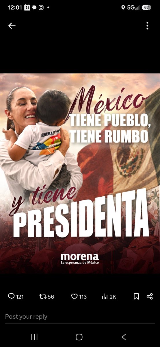 patirojas4T's tweet photo. @Claudiashein La"HonestidadFunciona" si dá resultados💪🇲🇽👏 México es Bendito con la llegada de dos seres humanista que han luchado por el amor al Pueblo y a nuestra Patria Mi #PresidentA Dra @Claudiashein y por siempre nuestro Amado #PresidenteAmlo Dios no los Bendiga Por siempre♥️LOSQUEREMOS https://t.co/PDIZSDBsIb