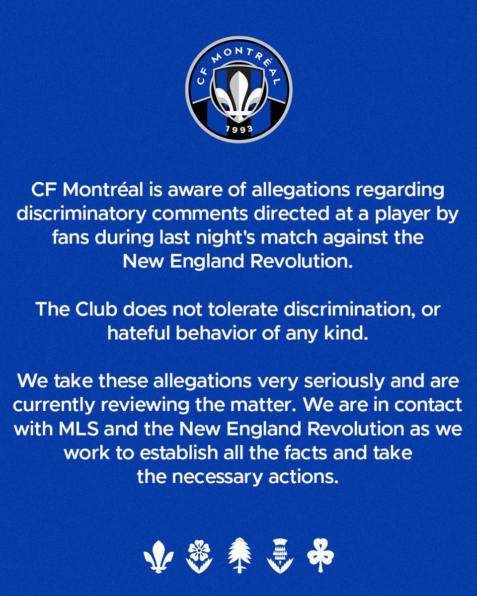 cfmontreal's tweet photo. Déclaration officielle du CF Montréal.
 
CF Montréal official statement.
 
#CFMTL https://t.co/2i0ZwIjxIF