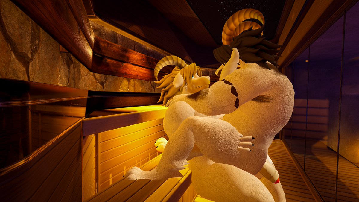 notAtla_ShapeAD's tweet photo. Goat dads in the sauna It's getting steamy teehee https://t.co/4AwnP6bOoj