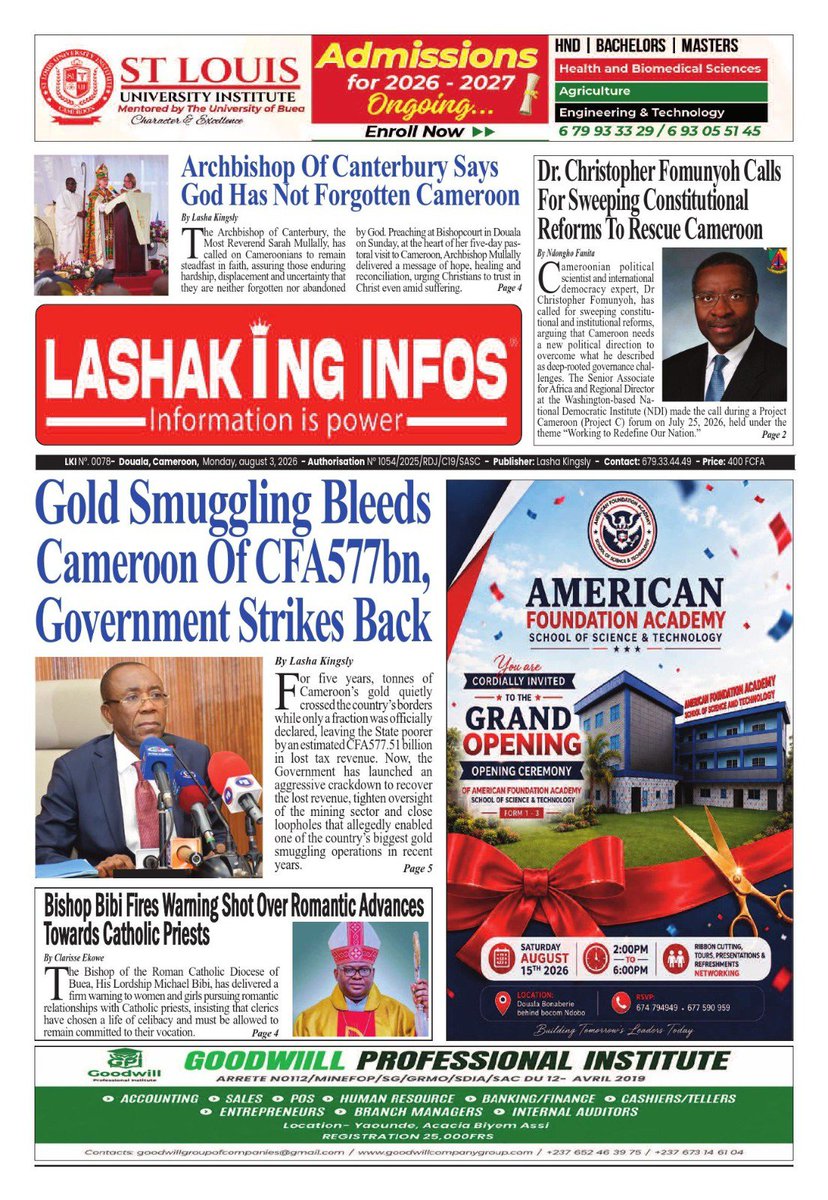 LASHAKING2's tweet photo. LKI No 0078 of Monday, August 3, 2026. Happy Reading!
@ChrisFomunyoh 
#lashakinginfos https://t.co/vzYblaDUWT