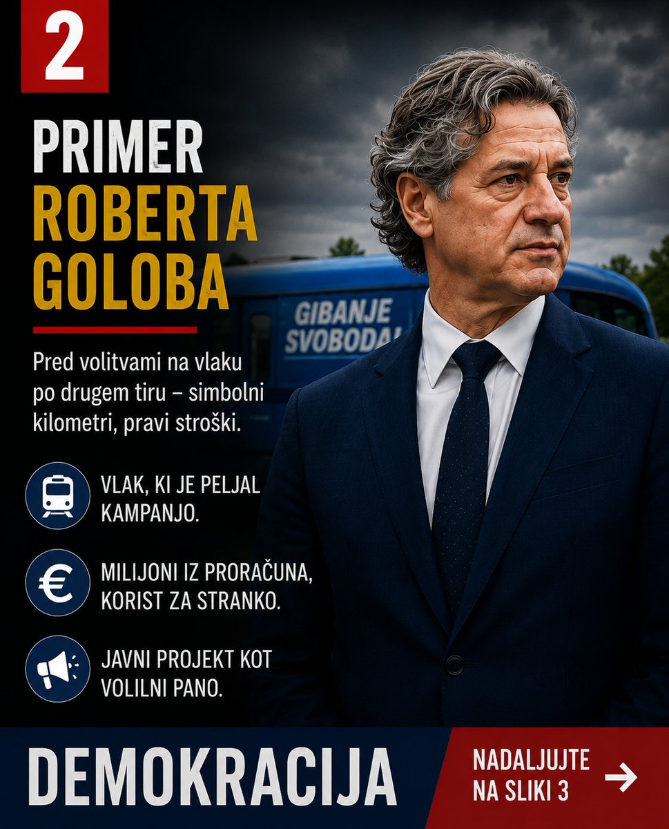miro5ek's tweet photo. Kaj se zgodi, ko politična stranka za svojo promocijo uporabi državni aparat? Ko uradni obisk ministra ali predsednika vlade, skupaj s protokolom, varovanjem, javnimi uslužbenci, fotografi, snemalci in komunikacijskimi službami, postane del predvolilne kampanje?  Ko nadzorni organi podrobno preverjajo, ali je kandidat pravilno prijavil skodelico kave, plastenko vode ali nekaj piškotov na predvolilni stojnici, pa ugotovitve, kot jih navaja končno poročilo OVSE/ODIHR, gredo mirno mimo njih ter javnosti in medijev.
Golob, Bratuškova in Han so v času predvolilne kampanje zlorabili uporabo javnih sredstev za volilne namene, kar ugotavlja OVSE in o čemer pišem v Demokraciji. Isti dogodki so bili hkrati predstavljeni kot uradna dejavnost države in kot del strankarske kampanje. To niso več vprašanja računov za kavo, temveč vprašanja enakosti volilne tekme, poštenosti kampanje in uporabe državnega aparata ter javnih sredstev v politične namene. OVSE daje dovolj materiala za preiskavo v različnih smereh…
O kritičnih poročilih OVSE glede volitev v drugih državah RTV in STA zelo rada poročata,  ugotovitvam o Sloveniji doslej niso namenili nič pozornosti. Sicer pa, a se kdo temu čudi, saj vendarle gre za Goloba, Bratuškovo in Hana?