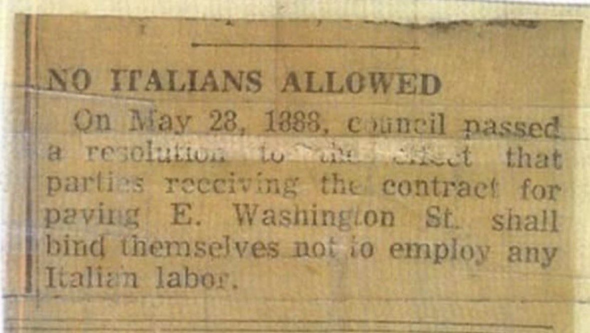 TheIACRL's tweet photo. This is what REAL discrimination looked like. 

And do you see Italian Americans now begging for reparations like others? 

Italian Americans were OPENLY segregated and marginalized from society in the 1800-1900’s.

Businesses that used Italian labor were publicly barred from getting hired for jobs. 

This article is from New Castle News in Pennsylvania.