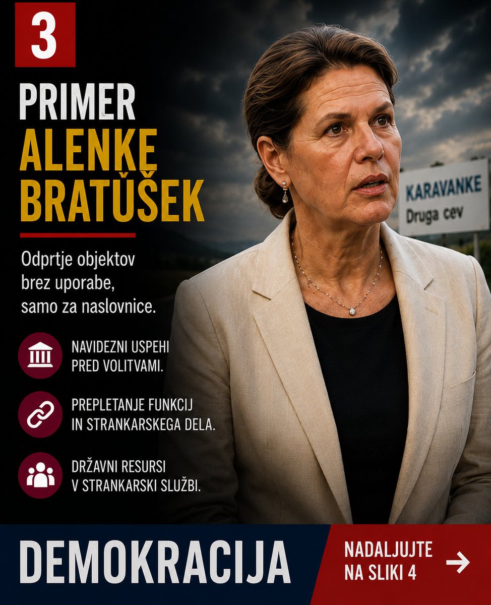 miro5ek's tweet photo. Kaj se zgodi, ko politična stranka za svojo promocijo uporabi državni aparat? Ko uradni obisk ministra ali predsednika vlade, skupaj s protokolom, varovanjem, javnimi uslužbenci, fotografi, snemalci in komunikacijskimi službami, postane del predvolilne kampanje?  Ko nadzorni organi podrobno preverjajo, ali je kandidat pravilno prijavil skodelico kave, plastenko vode ali nekaj piškotov na predvolilni stojnici, pa ugotovitve, kot jih navaja končno poročilo OVSE/ODIHR, gredo mirno mimo njih ter javnosti in medijev.
Golob, Bratuškova in Han so v času predvolilne kampanje zlorabili uporabo javnih sredstev za volilne namene, kar ugotavlja OVSE in o čemer pišem v Demokraciji. Isti dogodki so bili hkrati predstavljeni kot uradna dejavnost države in kot del strankarske kampanje. To niso več vprašanja računov za kavo, temveč vprašanja enakosti volilne tekme, poštenosti kampanje in uporabe državnega aparata ter javnih sredstev v politične namene. OVSE daje dovolj materiala za preiskavo v različnih smereh…
O kritičnih poročilih OVSE glede volitev v drugih državah RTV in STA zelo rada poročata,  ugotovitvam o Sloveniji doslej niso namenili nič pozornosti. Sicer pa, a se kdo temu čudi, saj vendarle gre za Goloba, Bratuškovo in Hana?