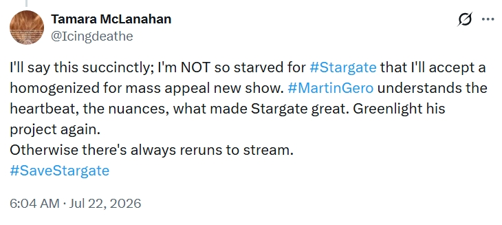 Icingdeathe's tweet photo. We persist. We are legion. Against all odds we will continue the fight to #SaveStargate w/ #MartinGero.

#Stargate #StargateAtlantis #StargateSG1 #StargateUniverse 
@AmazonMGMStudio @PrimeVideo https://t.co/V8SlI9rUKF