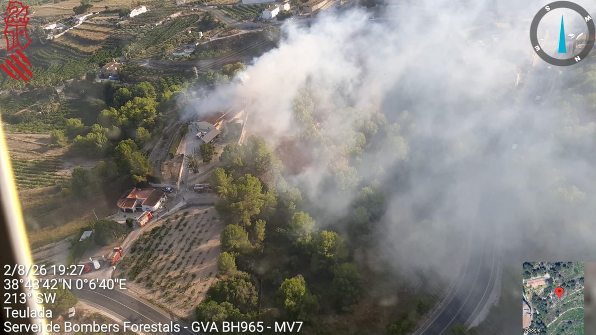 GVA112's tweet photo. (20.52 h) Actualització. Segons informa @BomberosDipuALC , l'incendi de vegetació a #Teulada està extingit https://t.co/b32AOQSBEd