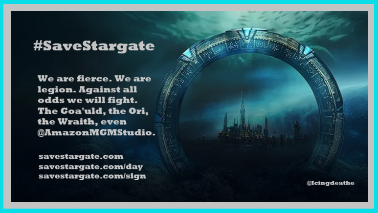 Icingdeathe's tweet photo. We persist. We are legion. Against all odds we will continue the fight to #SaveStargate w/ #MartinGero.

#Stargate #StargateAtlantis #StargateSG1 #StargateUniverse 
@AmazonMGMStudio @PrimeVideo https://t.co/V8SlI9rUKF