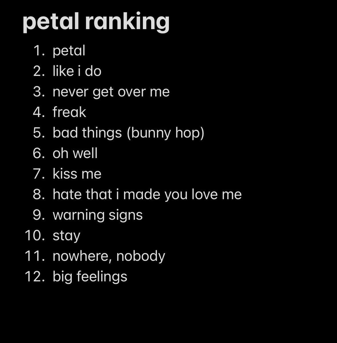 toldmeitwaswar's tweet photo. my current petal ranking!! https://t.co/9SGJeR4ve6