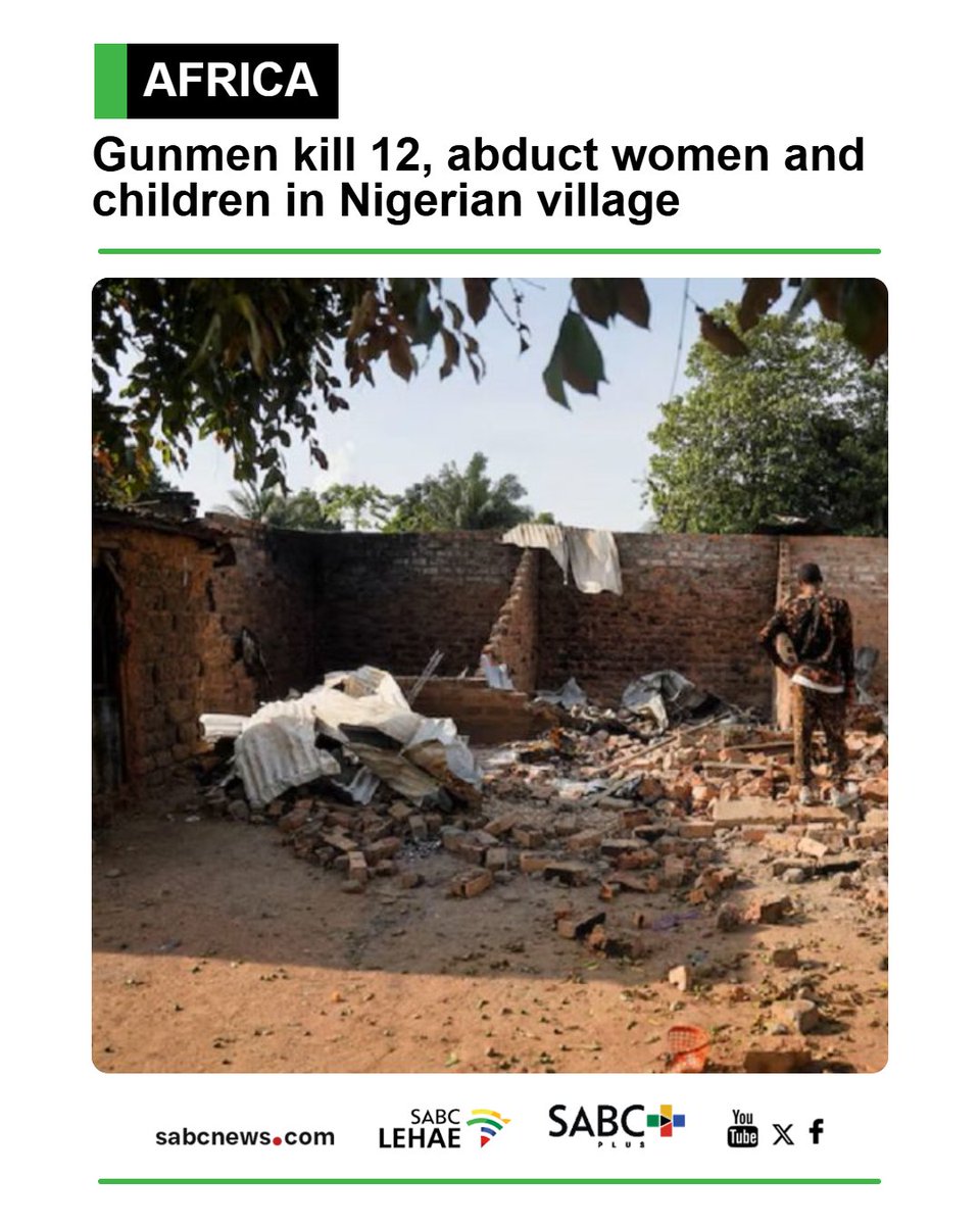 SABCNews's tweet photo. Armed men killed at least 12 people and abducted women and children during a night attack on a village in Nigeria’s northwestern Sokoto state, witnesses said. https://t.co/AJ6guXC3Bx https://t.co/DILzf0LU57