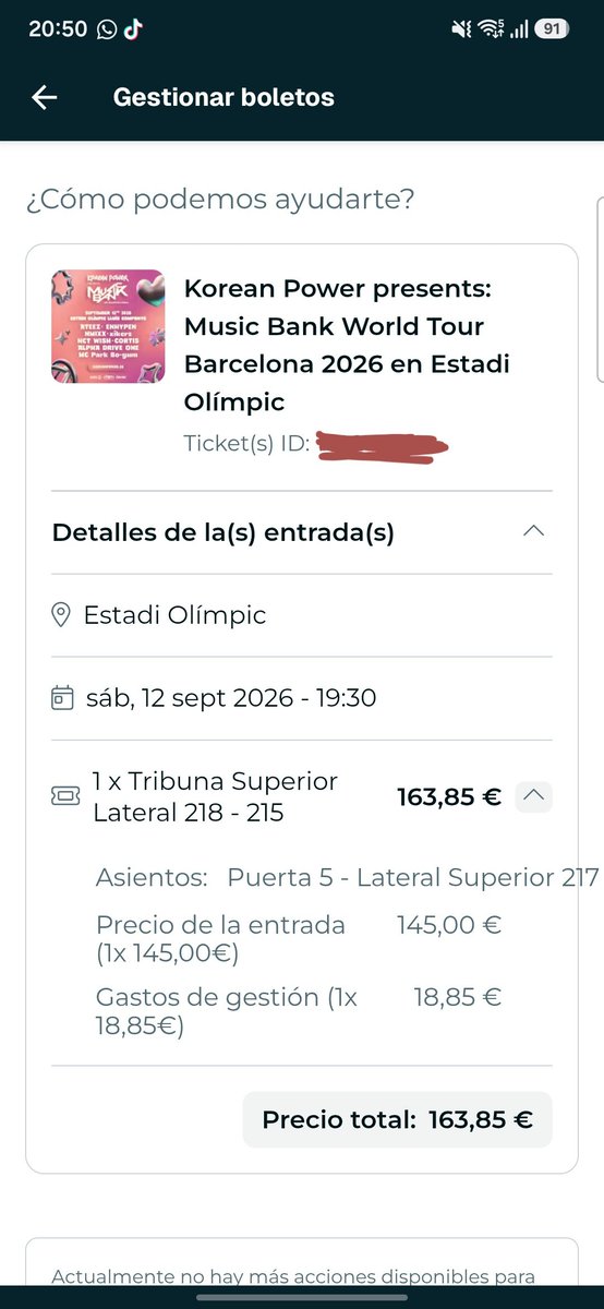 TheKillJill's tweet photo. Hola, vendo una entrada para el #MusicBank en #Barcelona
Es en Tribuna superior lateral 217 - Fila 3 - Asiento 1
La vendo al precio original, interesadxs al dm
#musicbank #ventaentrada #ticket #selling https://t.co/DKsKvUMfL0