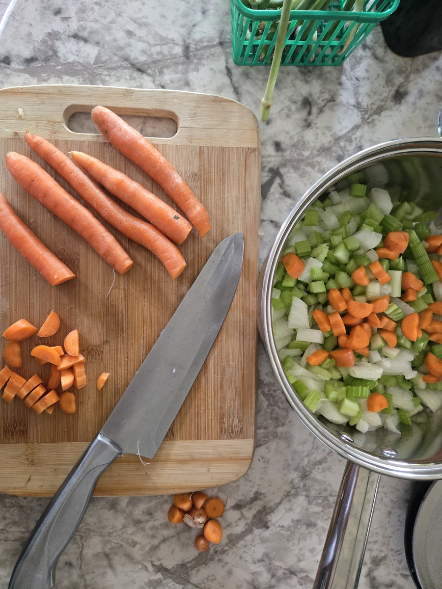 RealTalk8386's tweet photo. We had some local carrots and celery that needed to be used up before they go to waste.

A couple batches of precooked mirepoix are headed for the freezer for future soups and stews! https://t.co/aidTHbptJA