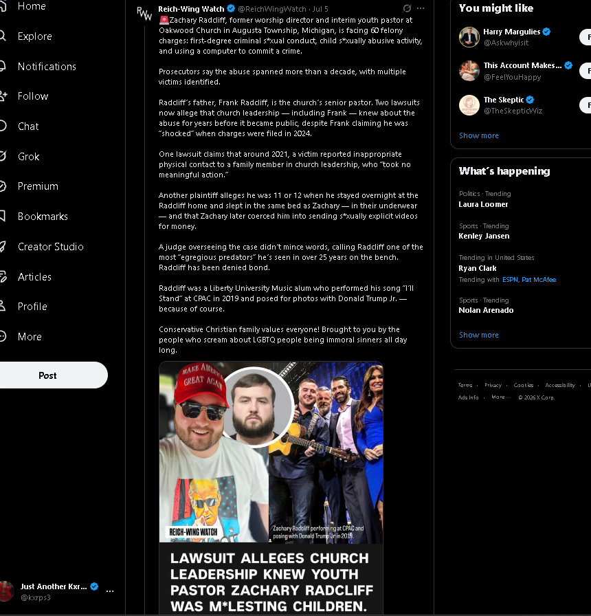 n3mesis_exe's tweet photo. I can guarantee you Trump never opened a bible in his life, those of us who have are usually atheists 😂 but 110% none of it is real. He's being performative like most others who share his beliefs. Meanwhile this is how they really feel (and why many of his type want to have a position of power close to kids by being "youth pastors" and holy people)