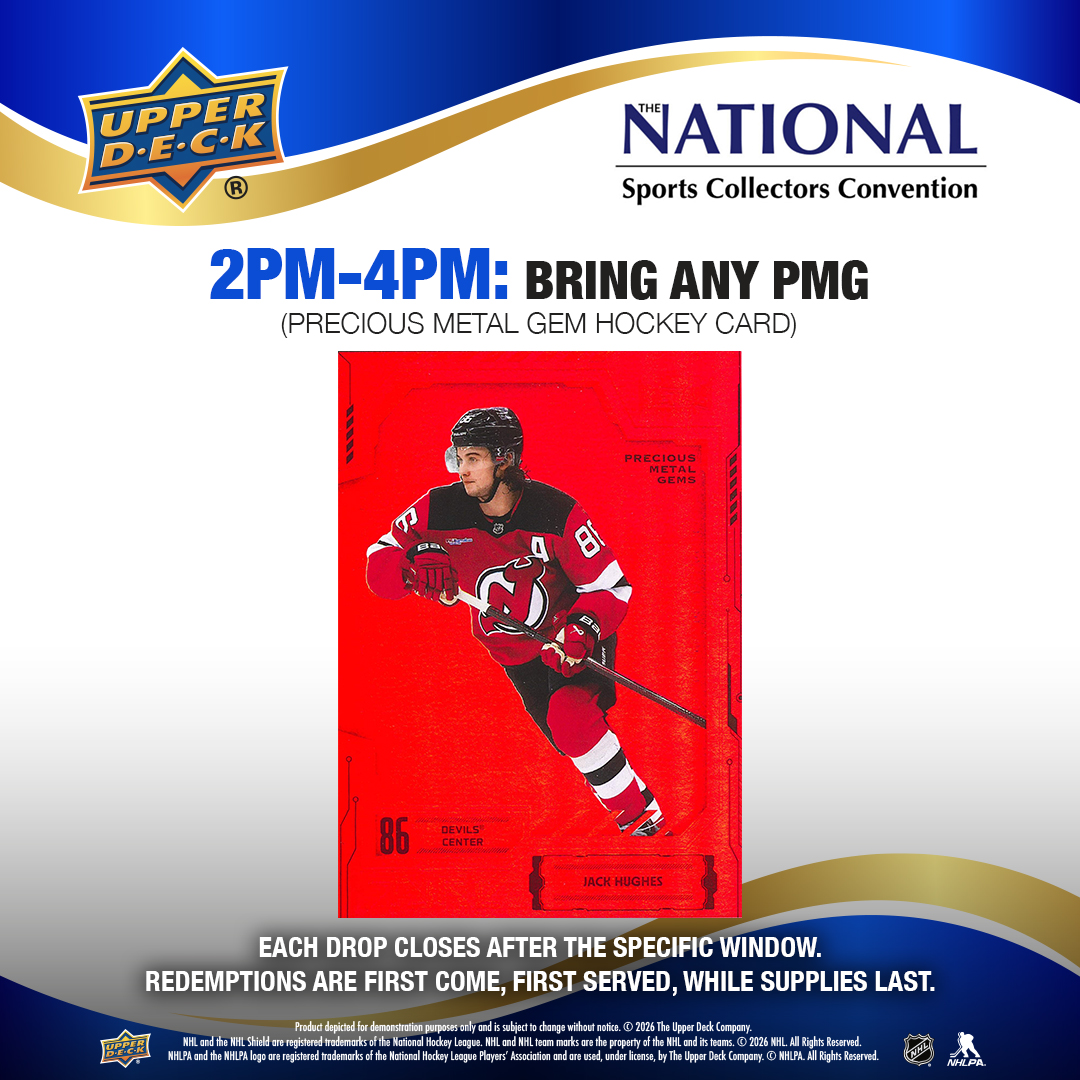 UpperDeckSports's tweet photo. 🚨 NSCC DROP ALERT 🚨

Head over to the Upper Deck Booth (345 &amp; 545) to redeem for an exclusive #SDCC Redemption Pack for your chance to add some grail cards to your collection! #CollectTheBest https://t.co/5coIU6F9MX