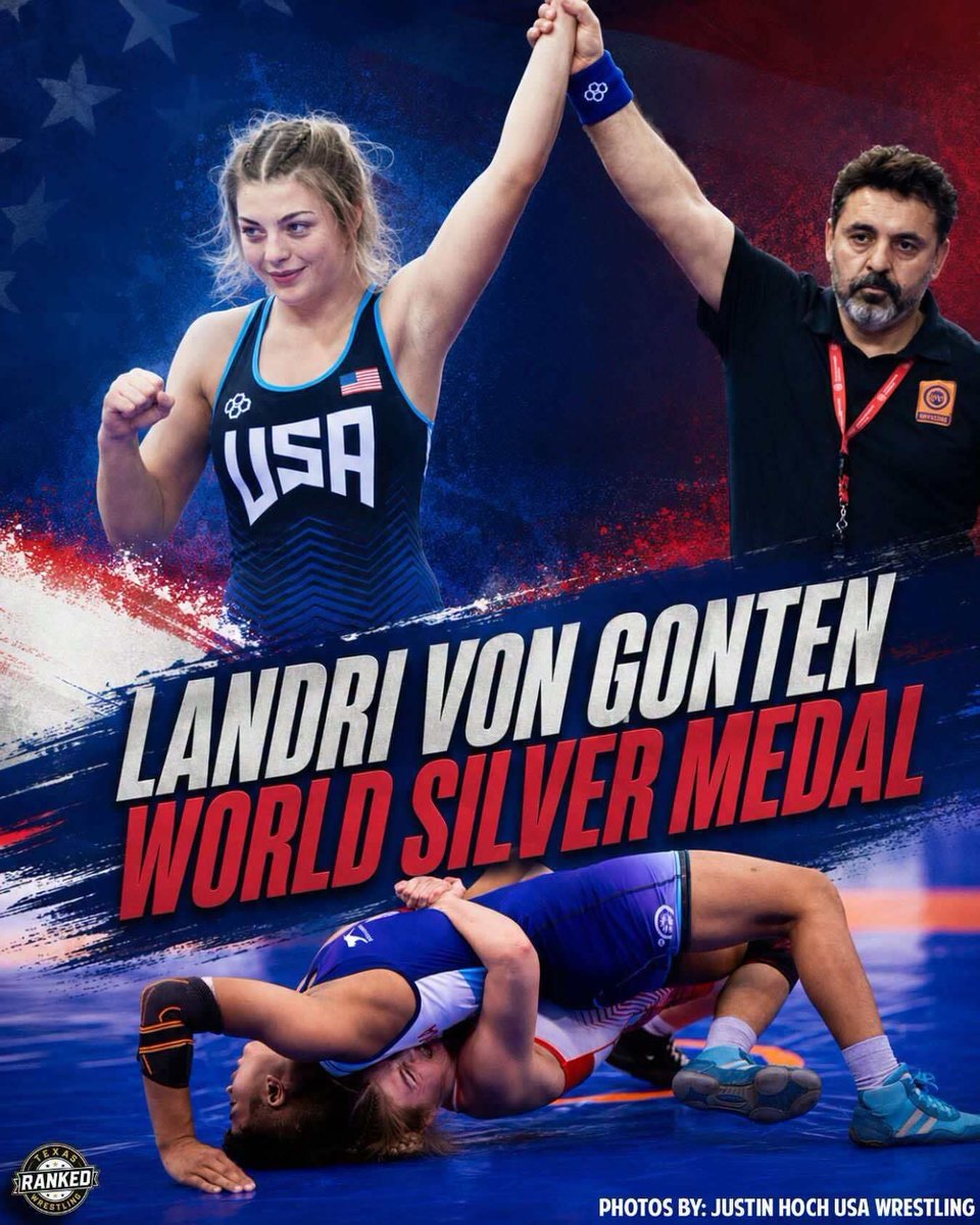 ndnsports's tweet photo. Congratulations to Landri Von Gonten (Chickasaw), from The Woodlands, Texas, who won the silver medal at 61kg for Team USA at the 17U World Wrestling Championship in Baku, Azerbaijan this week.
#NativePreps #Chickasaw #Silver #TeamUSA https://t.co/H2BCsvgPX0