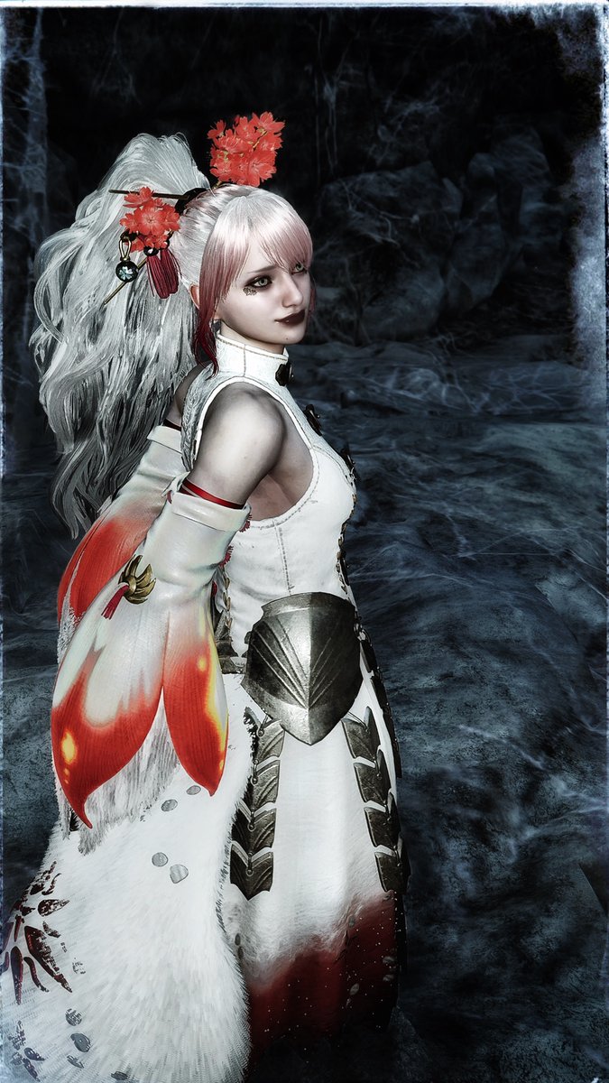 _MK_FIVE's tweet photo. ──白き静寂の奥に、赫き魔性を秘めて。

純白のドレスラインに妖艶な彼岸の赤を重ねた【雪月ルミエール】。
氷のように美しい佇まいの奥に、すべてを滅ぼす九尾の呪いをイメージ。

ぜひ拡大して、その気高き絶望に囚われてください。

#MHWilds
#モンハンワイルズ重ね着
#MHWildsFashion https://t.co/LgtIPhx8fW