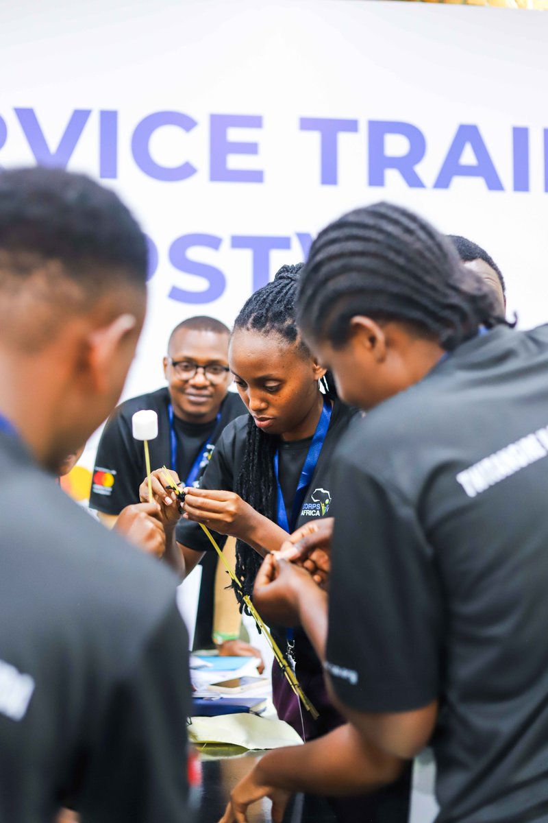 CorpsAfricaRda's tweet photo. This week in Pre-Service Training, our trainees took on the Marshmallow Challenge, building creativity, adaptability, and teamwork, the very skills that will guide them in serving and empowering their communities as CorpsAfrica Volunteers. https://t.co/ztcYaKOiLv
