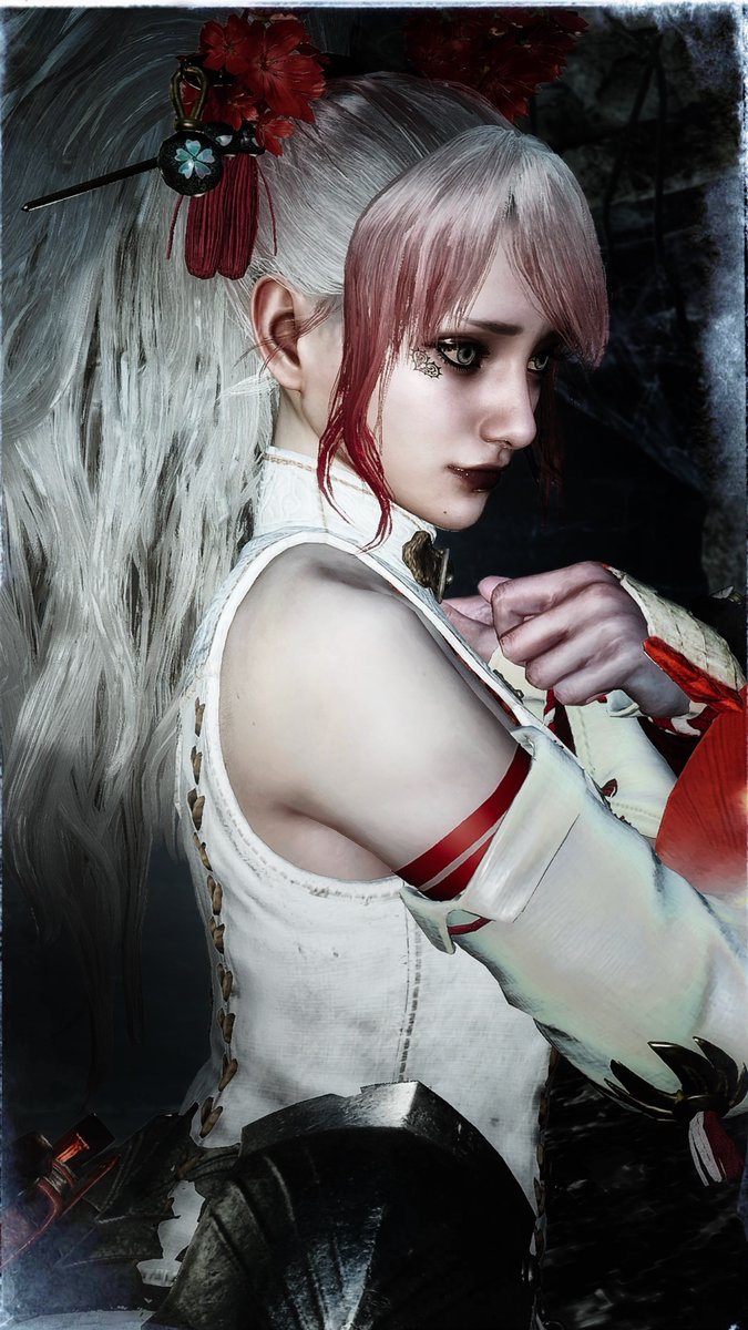 _MK_FIVE's tweet photo. ──白き静寂の奥に、赫き魔性を秘めて。

純白のドレスラインに妖艶な彼岸の赤を重ねた【雪月ルミエール】。
氷のように美しい佇まいの奥に、すべてを滅ぼす九尾の呪いをイメージ。

ぜひ拡大して、その気高き絶望に囚われてください。

#MHWilds
#モンハンワイルズ重ね着
#MHWildsFashion https://t.co/LgtIPhx8fW