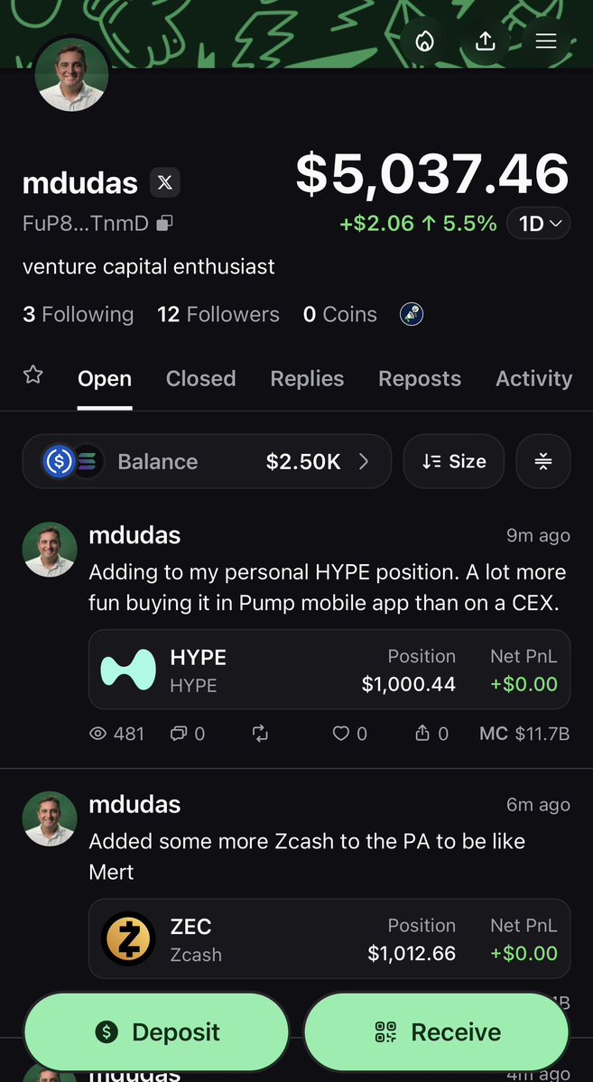 mdudas's tweet photo. it’s time to follow me on the @pumpfun mobile app, i plan to do some of my fun pa trading there as i do every cycle, this one is nearing go time https://t.co/AkW6qR3dbl https://t.co/qS0JeXuNU5