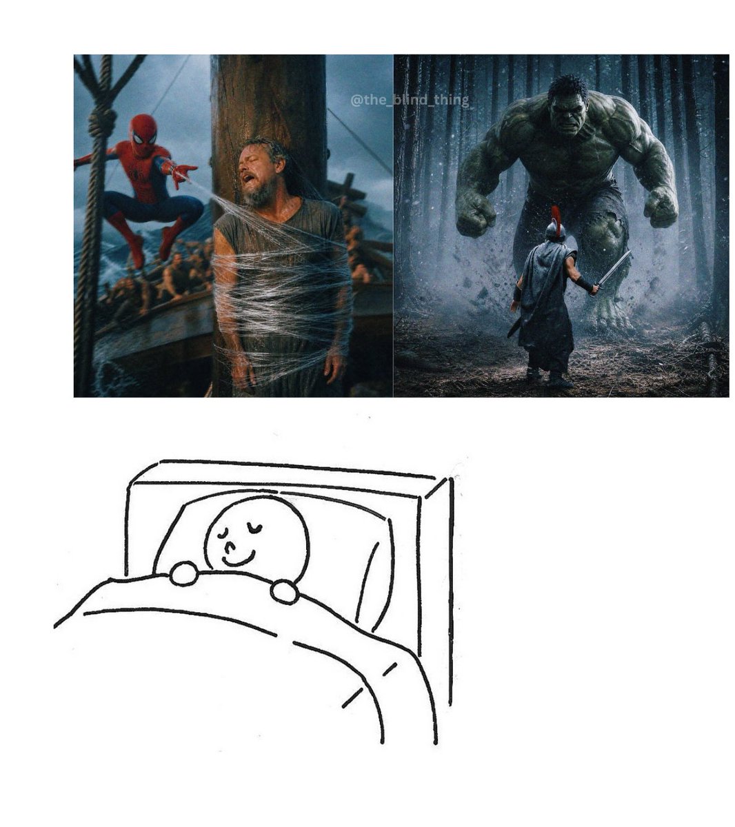 the_blind_thing's tweet photo. My dream after watching Odyssey and Spider-Man back to back https://t.co/VXEzAfiNFt