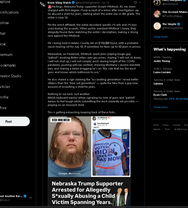 n3mesis_exe's tweet photo. @gerryhofland @daviddunn177 Why are you all like this. Actual Trump Derangement Symptoms include being right wingers who touch kids apparently. https://t.co/1SJK4jScws