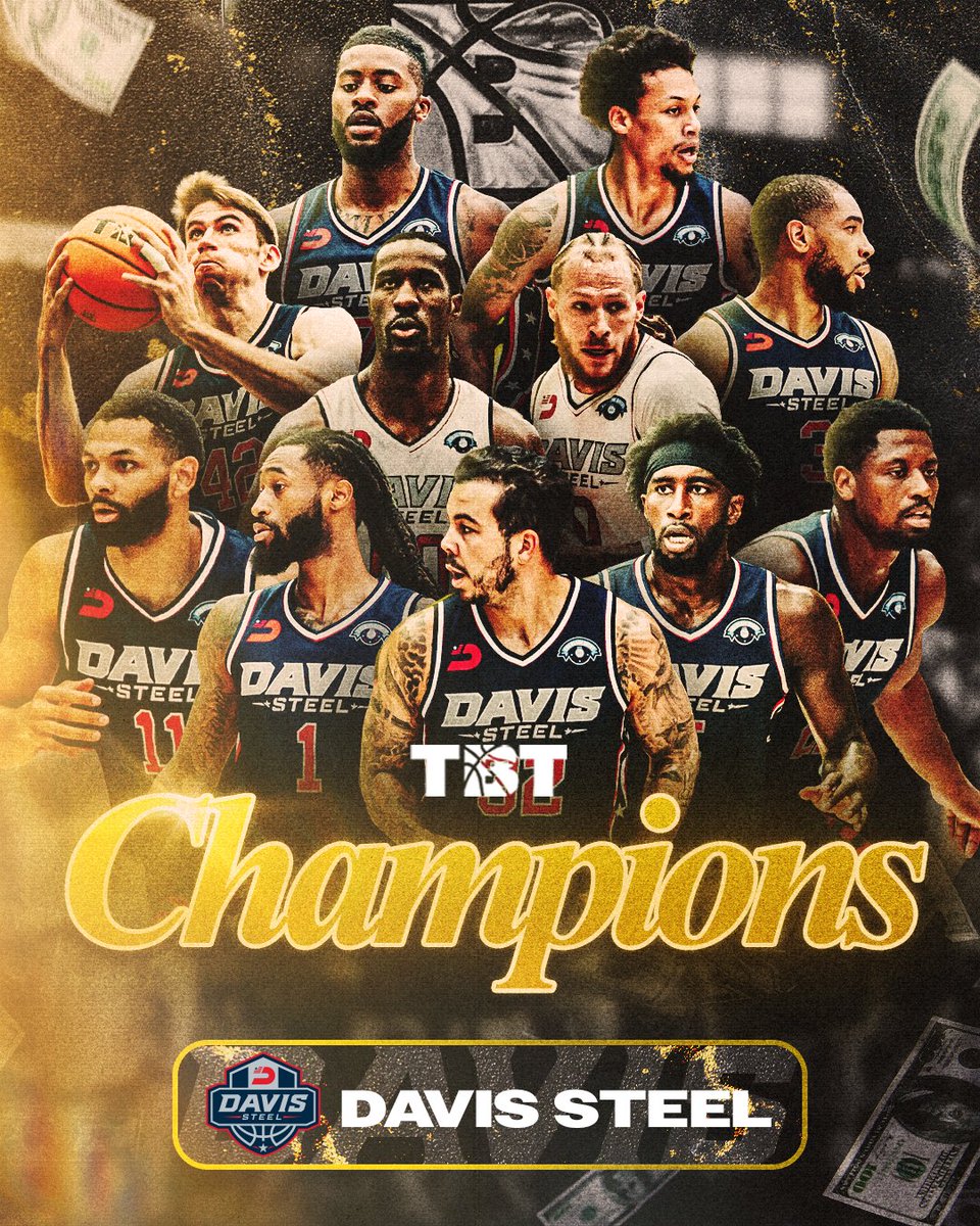 thetournament's tweet photo. DAVIS STEEL IS YOUR TBT 2026 CHAMPION!

🤑$2MILLION RICHER🤑 https://t.co/8n21xgaeAg