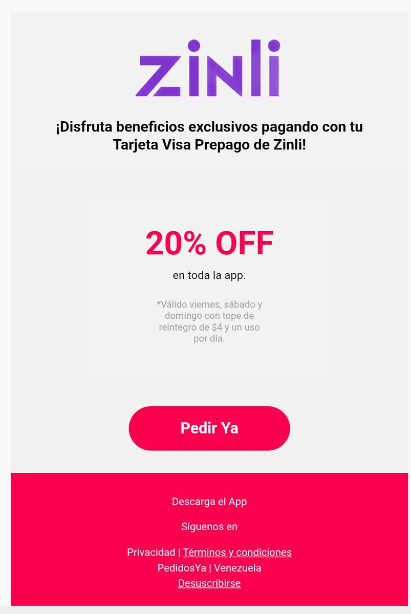 BreakBancario's tweet photo. #BreakBancario y date un gustito con PedidosYa junto a Zinli optienes un 20% de descuento en toda la app 🤑 https://t.co/SOcCj3nFye