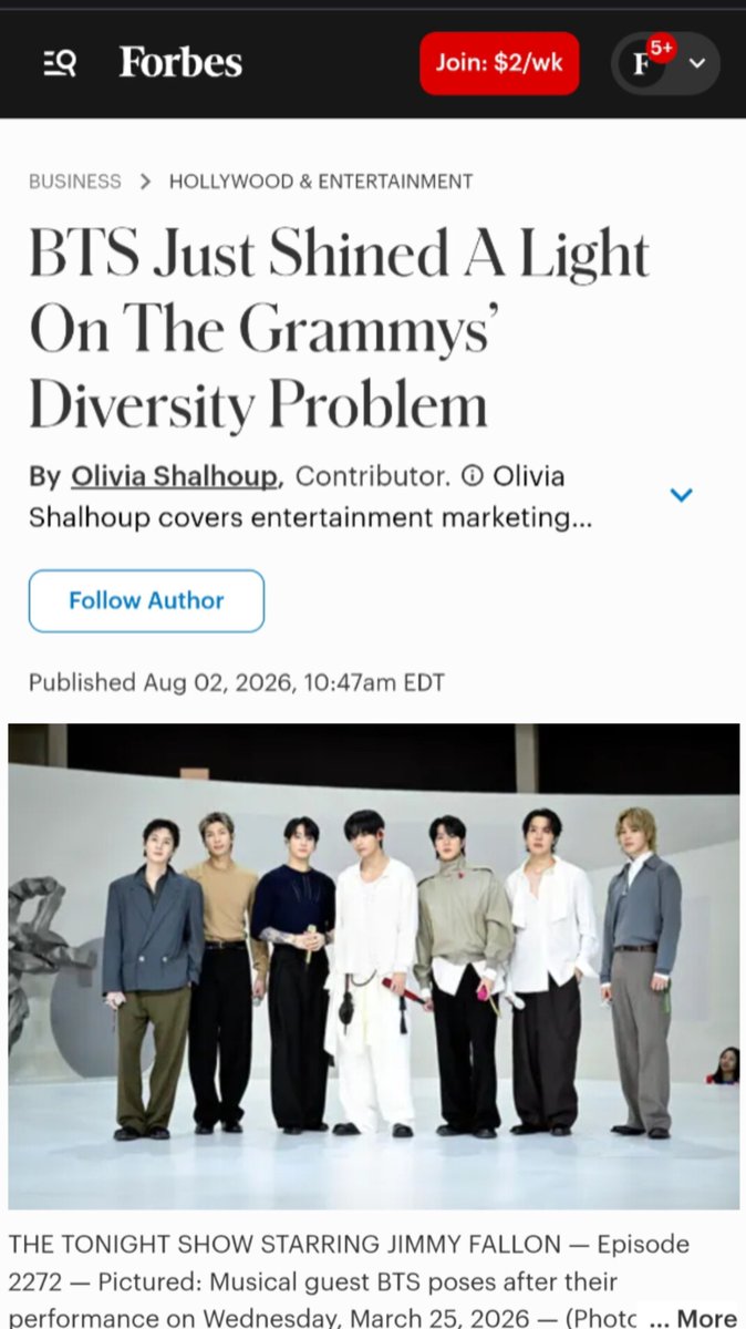rize07addict's tweet photo. [Forbes] BTS Just Shined A Light On The Grammys’ Diversity Problem:

"The timing makes the statement sting. This was an act by a group at the height of its commercial power, telling the industry's most powerful institution that a new box built specifically to hold their music was not a gift."

"Consider Best African Music Performance, introduced in 2023 for the 2024 ceremony. The Recording Academy framed it as recognition of Africa's explosive global influence, from Afrobeats to amapiano. But it triggered a wave of backlash, not primarily about Tyla's win, but about the premise of the category itself."

"Recording Academy member and culture commentator Joey Akan has been the most direct critic. Akan argued African artists are not asking for a special room of their own; they are asking to be treated as equals eligible for the biggest stages, warning the category risks becoming a way to let "Africans fight themselves there" while the major categories stay out of reach. Ghanaian American singer Amaarae raised the same concern back in 2023, and OkayAfrica ran an op-ed arguing the category forces African artists to sound "ancestral, percussive, earthy" to even qualify, punishing anyone whose sound leans pop or global."

"The Academy keeps trying to engineer its way out of a problem that isn't a categorization problem. It's a trust problem, built up over decades of Album of the Year fields that skewed heavily toward white American pop and rock even in years when Black, Latin and Asian artists dominated the commercial conversation."

"Telling BTS that a genre submission does not prevent a general-category submission misses the point BTS is making. Their objection is not procedural. It's that the existence of a geography-coded lane, whatever its stated intent, signals where the Academy expects Asian pop to live. Nobody created a "Best European Pop Music Performance" category for Dua Lipa or Ed Sheeran. The absence of a mirror category for majority-white regional pop is the tell that these fields, however generously intended, are not applied evenly across the map."

#ArtHasNoAliens
#GeographyIsNotAGenre
https://t.co/CGvLUtAsP6