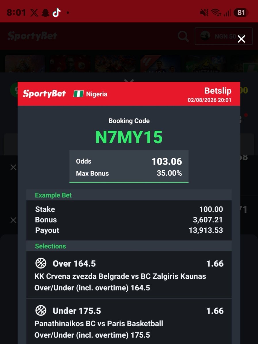 faithdey4youjor's tweet photo. ‼️40K ODDS MIDNIGHT KICK OFF SOON, GRAND AUDIT ON BASKETABALL #SPORTY ‼️

‼️STARTS 12AM MIDNIGHT😊

🥂 40K ODDS - G50KDS
🥂 11K ODDS - UQJUTK
🥂 3.3K ODDS - NK98E3
🥂 643 ODDS - XMPEEN
🥂 100 ODDS - N7MY15

🗣️Join Our Telegram👇
https://t.co/2uRuIVZjzD

🗣️RETWEET FOR OTHERS https://t.co/KbF0xvfdV0