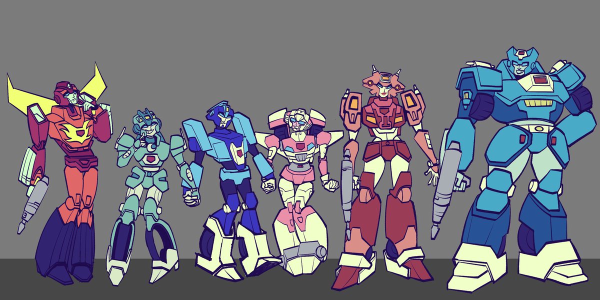 Piyat_tidaaaa's tweet photo. Another one for funsies 😼 no theme to the line up here I just drew who I wanted 

#transformers #hotrod #moonracer #blurr #arcee #elitaone #chromia https://t.co/A8DxS5tHBx