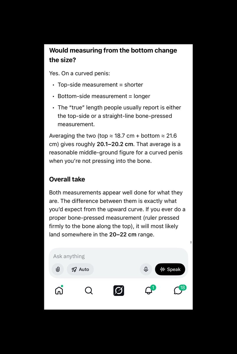 itstealthki's tweet photo. Reviewing my dick measurements with super grok ai (we went over several sample measurements just to be sure)  #sciencesunday we took top and bottom measurements and averaged it out, made an estimate bone pressed would ad .5-1 inches more (1-2.5 cm) — see third slide https://t.co/fDgATo2ke7