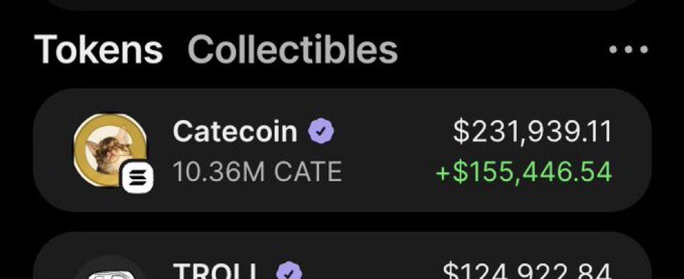 Cryptodiane's tweet photo. I bought this $CATE for $2,000 a week back and now its worth $200,000. Pretty insane.

Fck it, give away. 1 anon who like and retweet will get 50 $SOL (yes, for real) in 24hrs. https://t.co/NOwDD4RBis