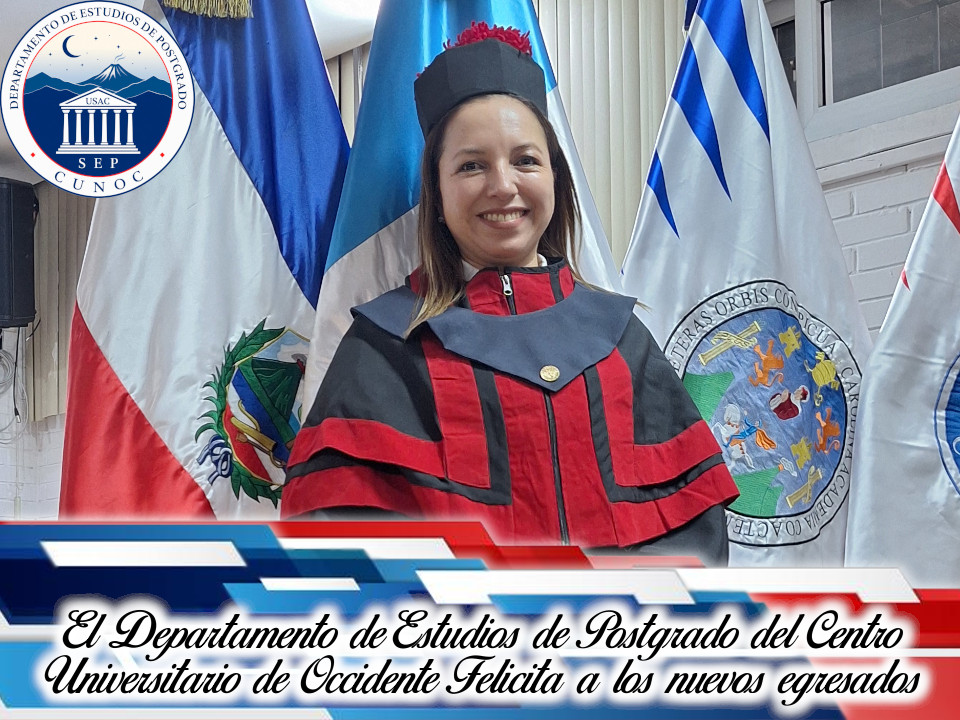 PostgradosCunoc's tweet photo. El Departamento de Estudios de Postgrado tiene el agrado de felicitar a la ahora M Sc. Dilean Elizeth Argueta Vicente quién egresa de la Maestría en Derecho Penal https://t.co/Ij7ruBqEb6