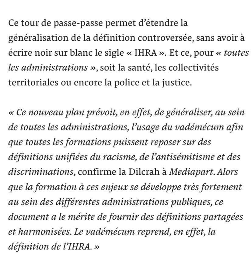 BMoon_bee's tweet photo. Pour contourner l’opposition à la loi Yadan le gouvernement est en train d’élargir à toutes ses administrations ( Education nationale, police etc) la définition IHRA « antisionisme= antisémitisme » déjà adoptée comme texte à  l’AN, pour influencer la justice! 

🧵👇 https://t.co/nToE2qR124
