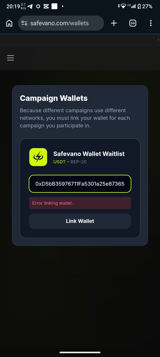 official_yaroh's tweet photo. @Crypto4bailout Been trying to link wallet for long this is what is sayin https://t.co/krF8O4AWUK
