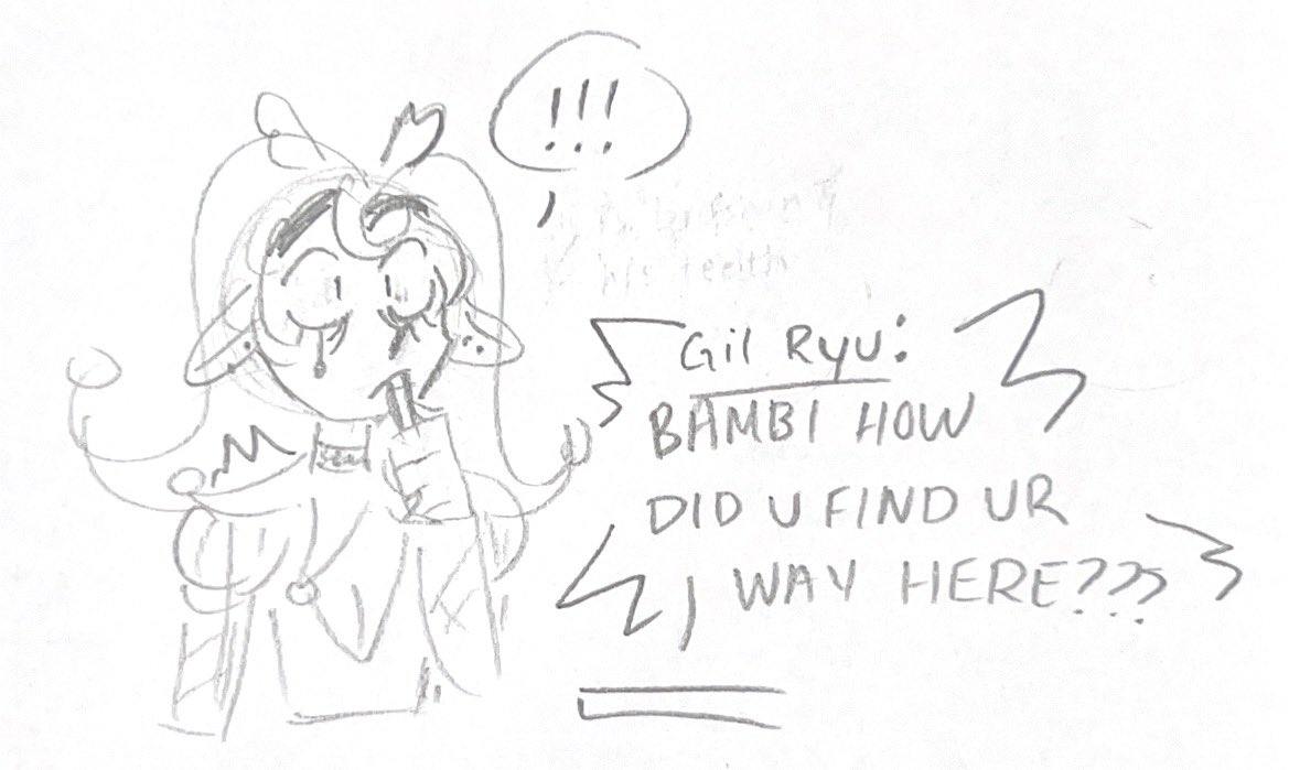 growlfawn's tweet photo. today’s gilbi promotion: this absolute jumpscare that happened this morning (that i drew out at Clown Job) https://t.co/TlPQtVGBt7
