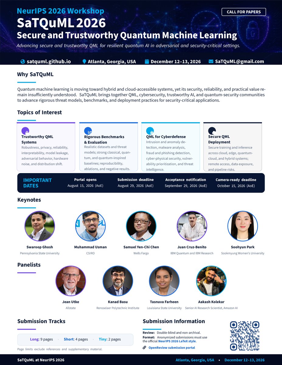 msrocean's tweet photo. CFP: NeurIPS 2026 Workshop on SaTQuML: Secure and Trustworthy Quantum Machine Learning

https://t.co/5k5M144Daa https://t.co/hkO2fONk8W