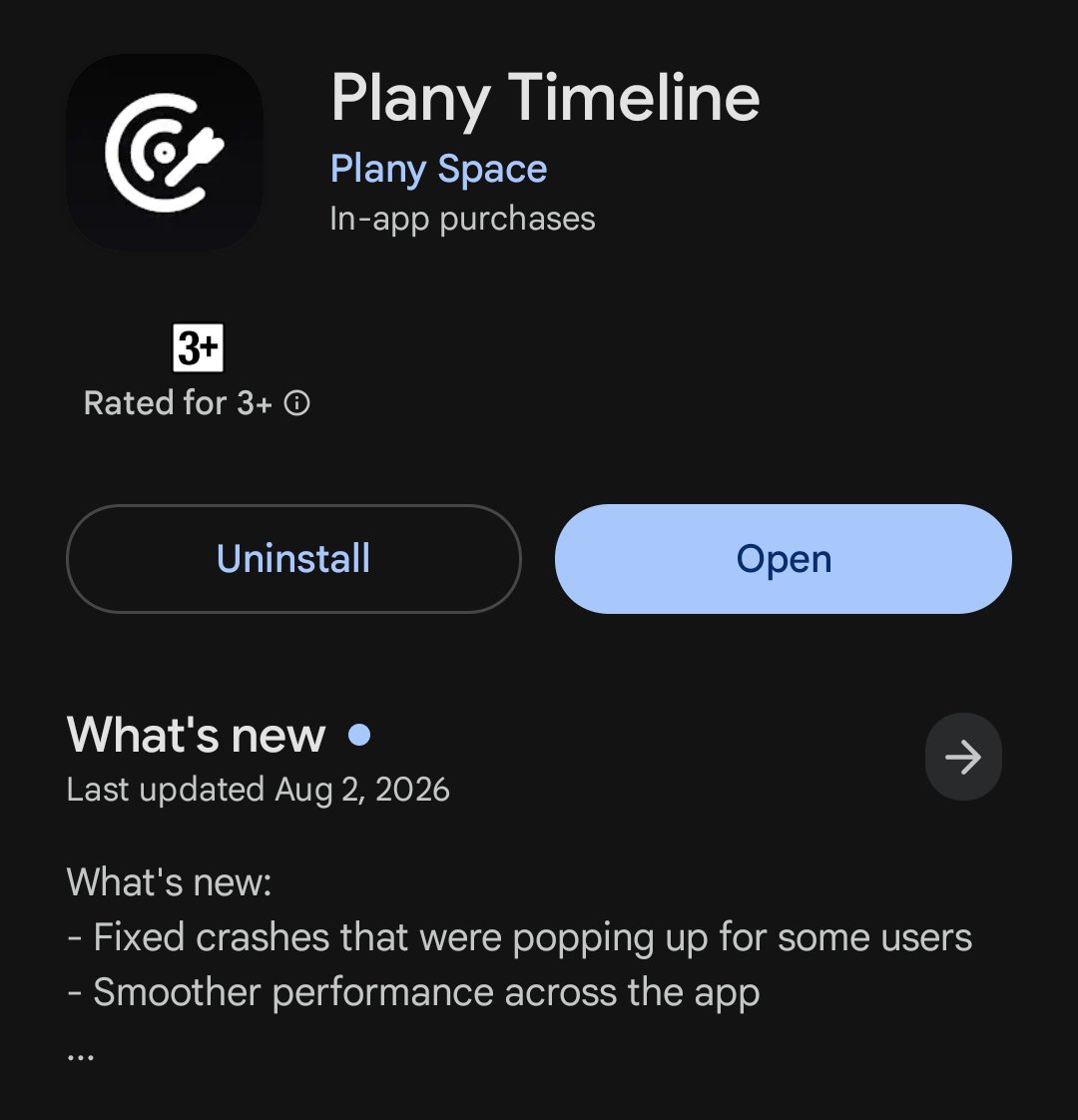 PlanydotSpace's tweet photo. 🚀 Plany Timeline update is live!

What's new:

•  Fixed crashes affecting some users
•  Smoother performance across the app
•  Get notified whenever a new update is available

Update now and let us know what you think! 💙 https://t.co/YjMvww4I1T