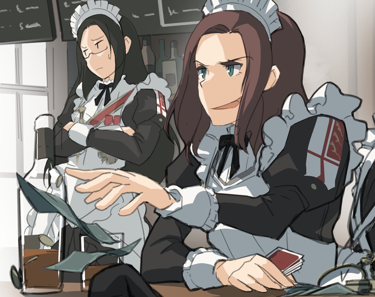 asterisk_kome's tweet photo. 思いっきり主語が抜けてたんですが…「メイド長は、」でした。
描き始めの頃から、そんな関係の二人です。 https://t.co/qRuMCWQwJT