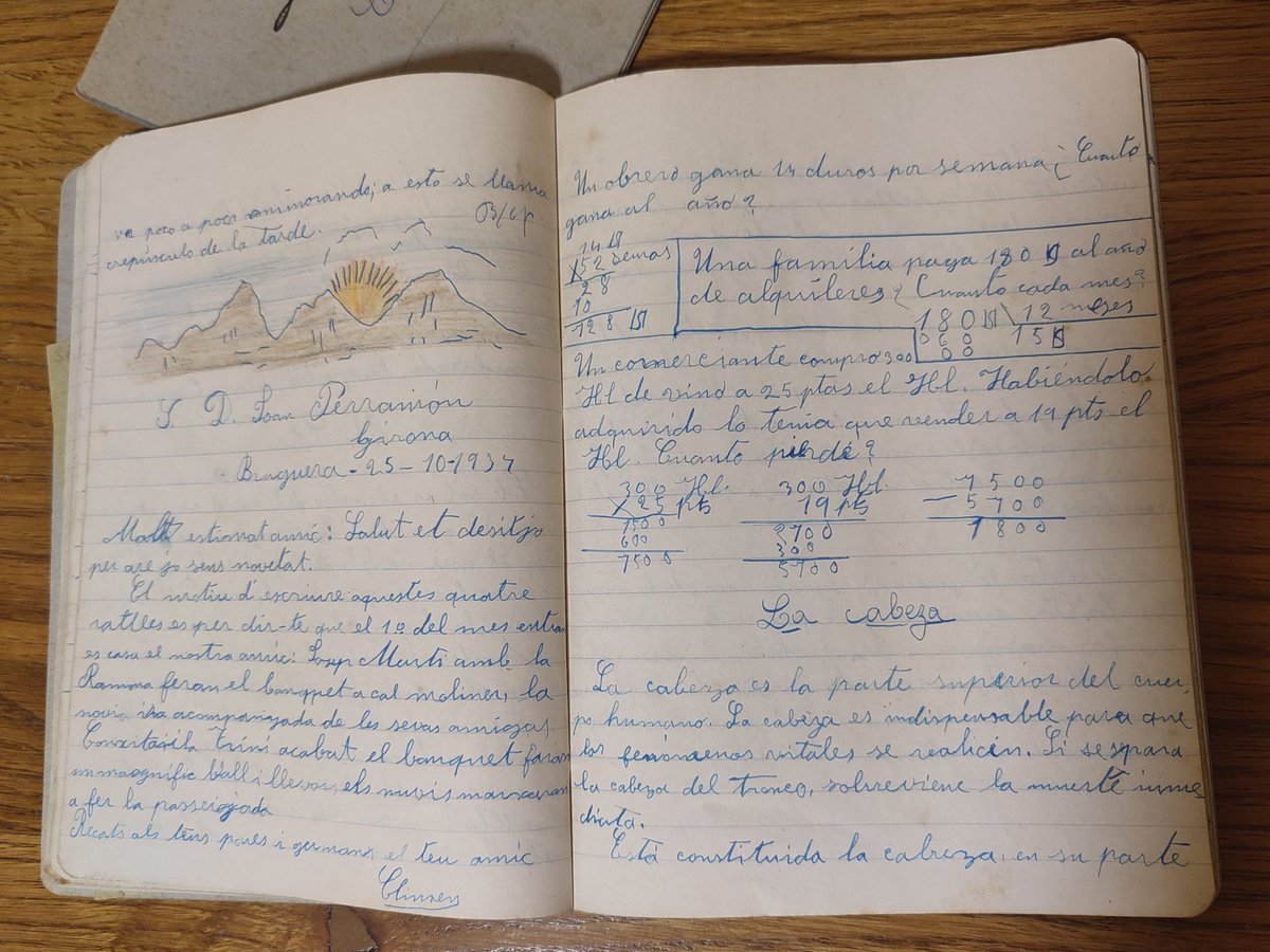 alba_corcoy's tweet photo. @Bernat_Deltell Quadern del tiet Climent, el germà de la mare del meu pare. La meva àvia era nascuda l'any 24. Ell pels voltants. Quadern del 1934, també a Bruguera. https://t.co/HJT3AUA1OM
