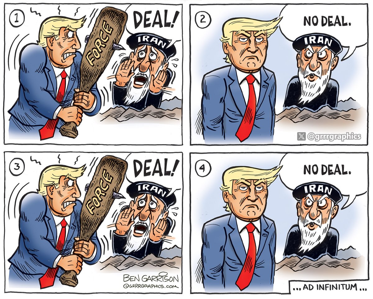 GrrrGraphics's tweet photo. Deal?
No deal!
Deal?
Iran is trying Trump's patience..
Flash back Ben Garrison cartoon-

Stay tooned for a new cartoon Monday! https://t.co/RYHcrXe4zf