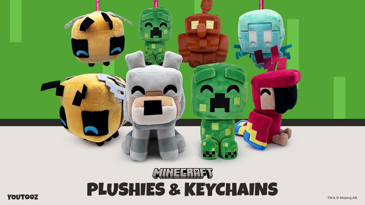 youtooz's tweet photo. we’re soooo back!!! ⛏️

the debut #minecraft plushie collection launches on august 7th at 3pm est 🐝 https://t.co/M0WsBUrBiN
