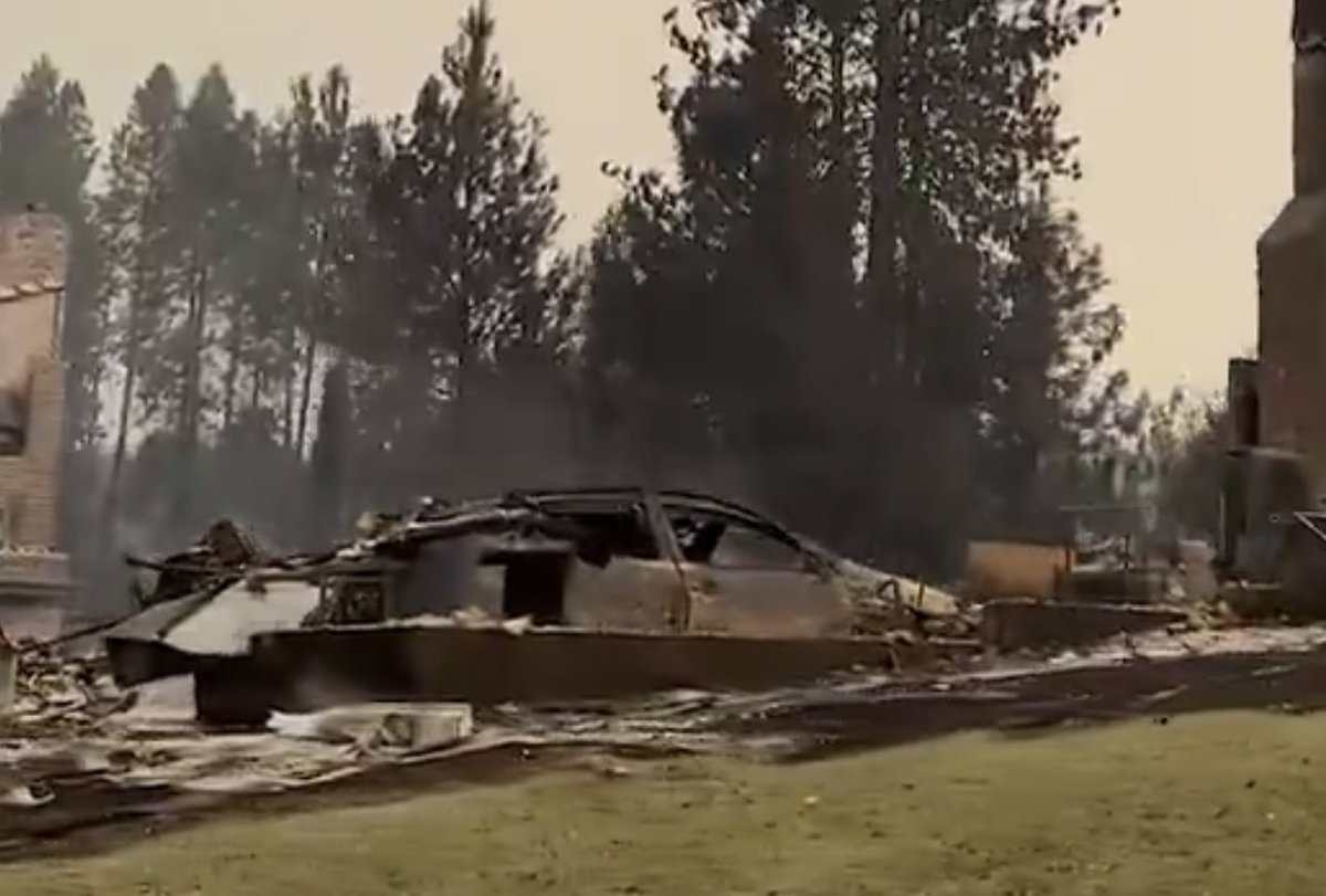 ZemuUrdock's tweet photo. Best video evidence🫆 from Spokane I’ve seen thus far of the use of DEWs, or directed energy weapons 📡🛰️.  

Just look at how almost none of the trees 🌳, brushes, or grass were burned whilst the man-made structures are all completely destroyed.  

An additional piece evidence is the ‘melted car’ 🚗 (attached).  Natural fires 🔥 do not get hot enough to melt metal and glass like this , but, obviously, microwave 📡 tech will catch metal on fire. 

Makes no sense at all as for an ‘organic’ fire as the leading cause.  This is definitely arson, high-tech arson, folks.

There’s also some evidence 🫆 that these ‘smart meters’ 🎛️, at least some of them, can be hacked and made to explode on demand.  That evidence can about from some of the fires in California where the cause of home fires started from inside the homes. 

Get up to date on the forensic 🔍 clues to look for in these crimes.  Robert Brame has been a fire forensic PI 🕵️‍♀️ for years, and he knows exactly 👌🏻 what’s he’s looking at. See post below.

For more 🎥 , do a search 🔍 for ‘Robert Brame’ on Rumble.  You’ll get lots of hits.

Not a conspiracy theory anymore… 

I’d like to know why the FBI isn’t involved in solving these crimes ?  This should be top priority, and it’s been going on for years now !  Knock, knock, Mr. Patel…

@FBIDirectorKash 
@FBI 
@dbongino